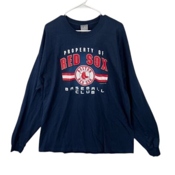 MLB Boston Red Sox Long Sleeve Shirt Men’s 2XL Blue Baseball Club Tee NWT - Picture 1 of 7